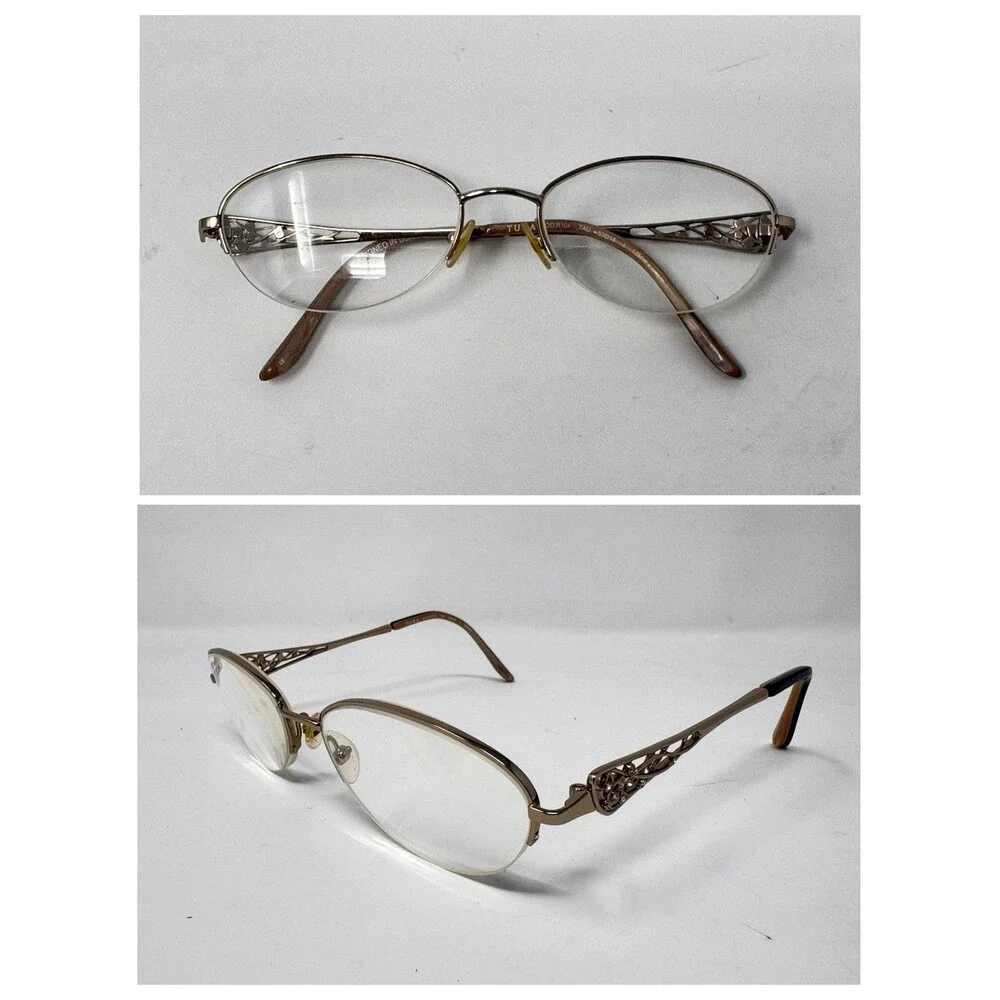 Tura MOD R104 Eyeglass Frames Only 53-18-135 Bronze Brown Semi Rimless